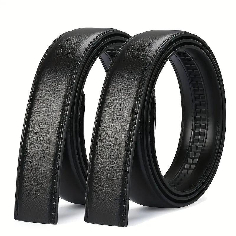 Men's Adjustable Length Leather Belt with Automatic Buckle
