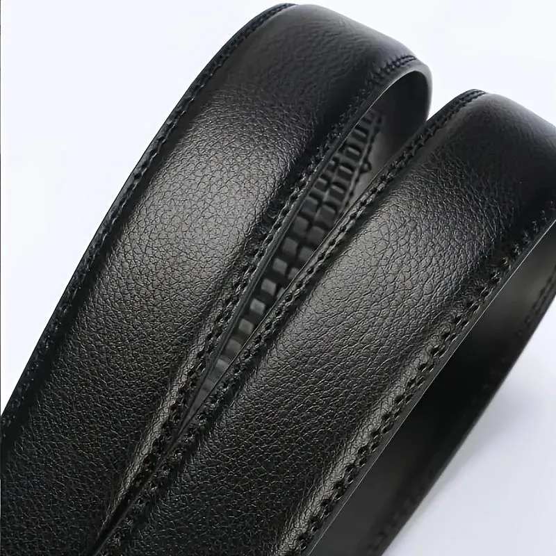 Men's Adjustable Length Leather Belt with Automatic Buckle