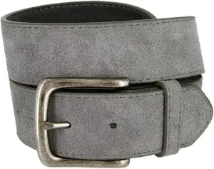Men's Belt Rounded Edge Heel Bar Buckle Casual Jean Suede Leather Belt 1 1/2" Wide