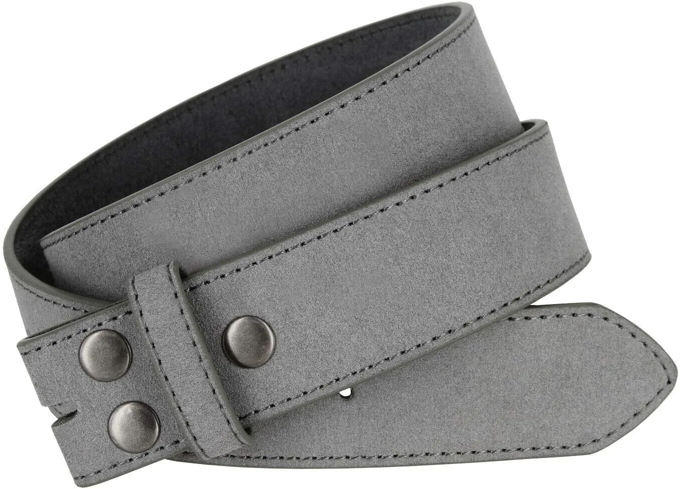 Men's Belt Rounded Edge Heel Bar Buckle Casual Jean Suede Leather Belt 1 1/2" Wide