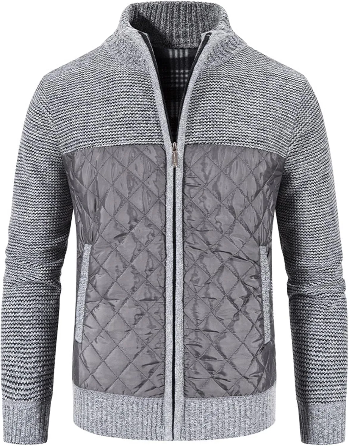 Men's Clothes Casual Turtleneck Sweater with Color Block and Velvet Check Stitching