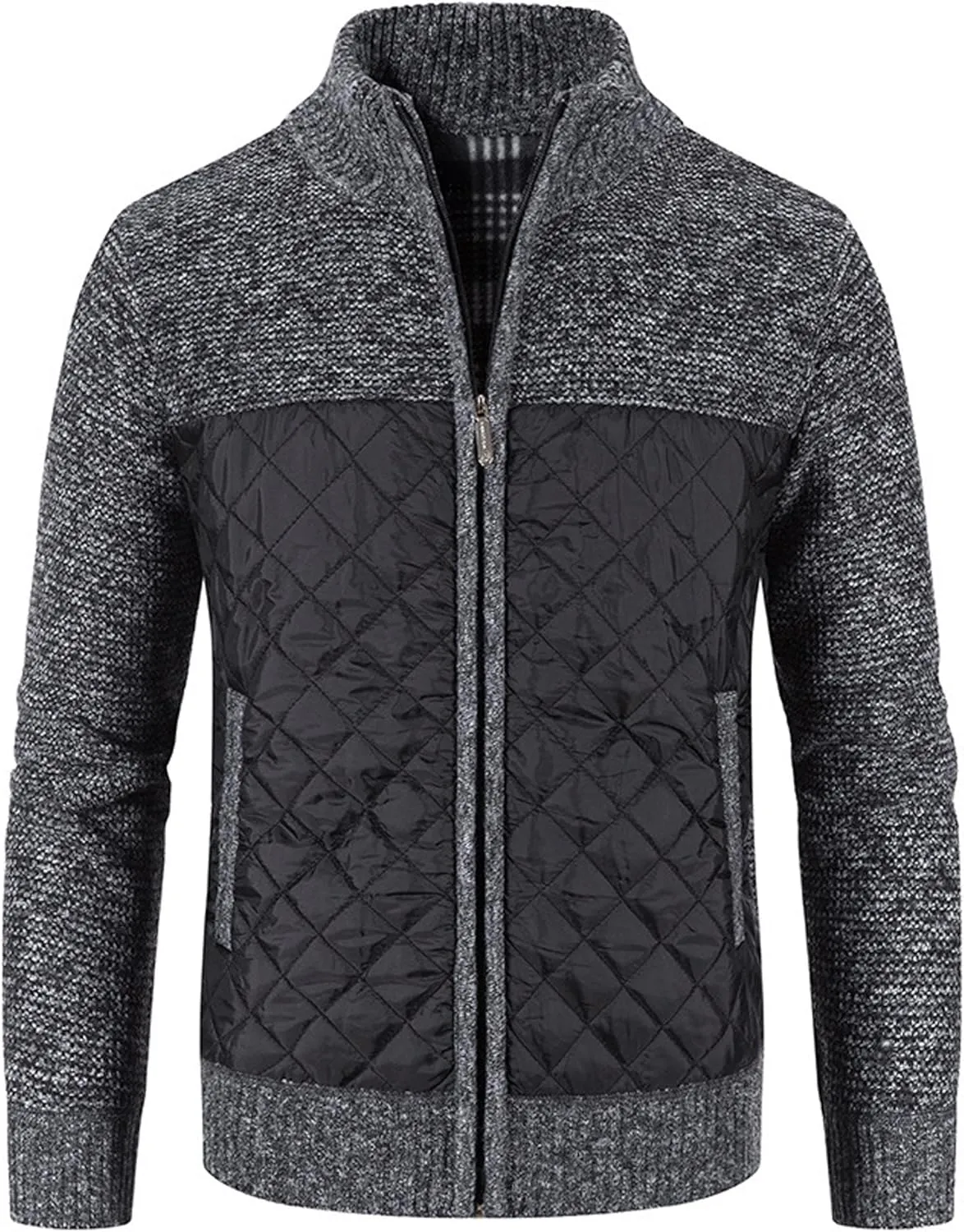 Men's Clothes Casual Turtleneck Sweater with Color Block and Velvet Check Stitching