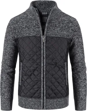 Men's Clothes Casual Turtleneck Sweater with Color Block and Velvet Check Stitching