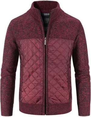 Men's Clothes Casual Turtleneck Sweater with Color Block and Velvet Check Stitching