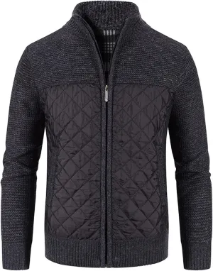 Men's Clothes Casual Turtleneck Sweater with Color Block and Velvet Check Stitching