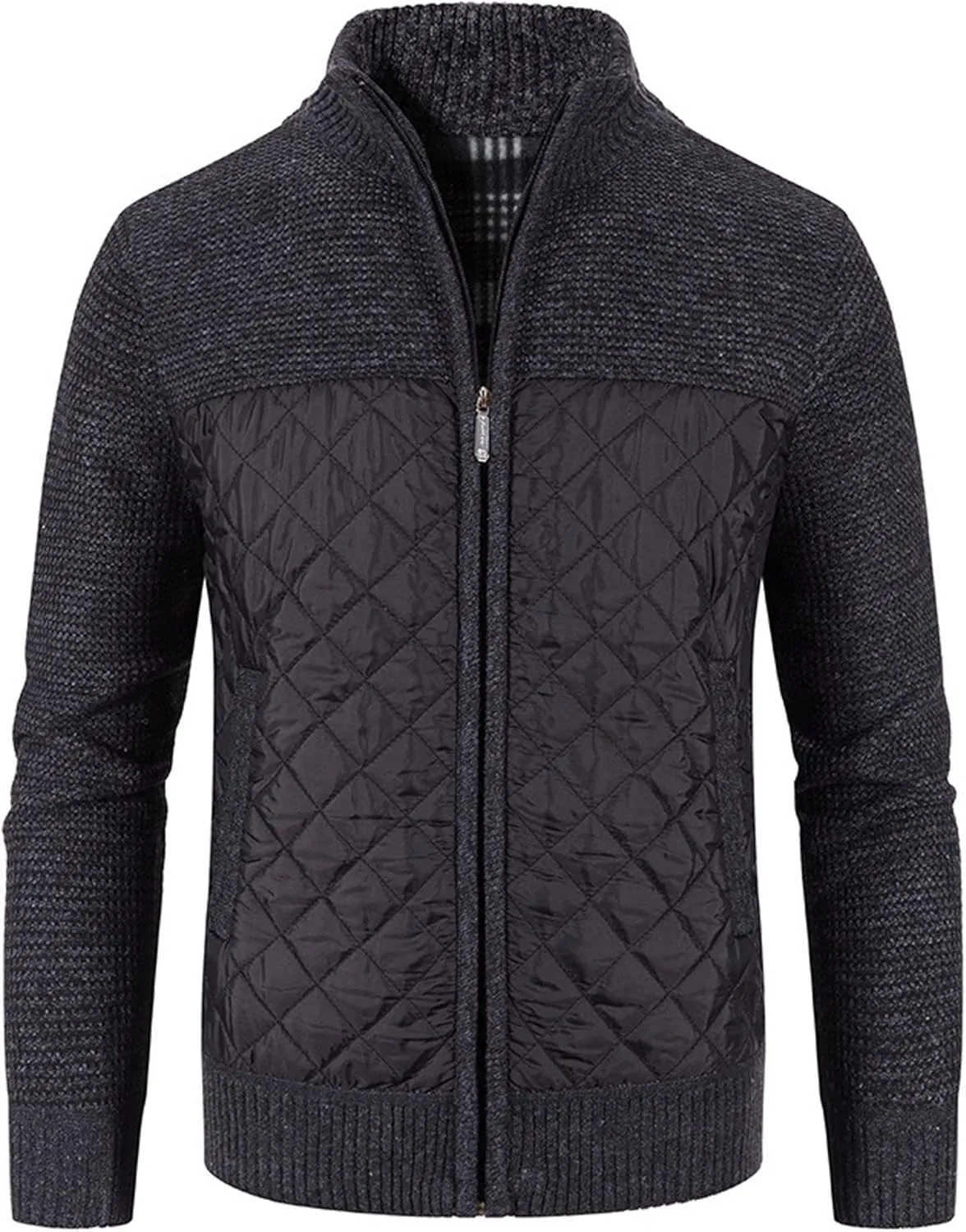 Men's Clothes Casual Turtleneck Sweater with Color Block and Velvet Check Stitching