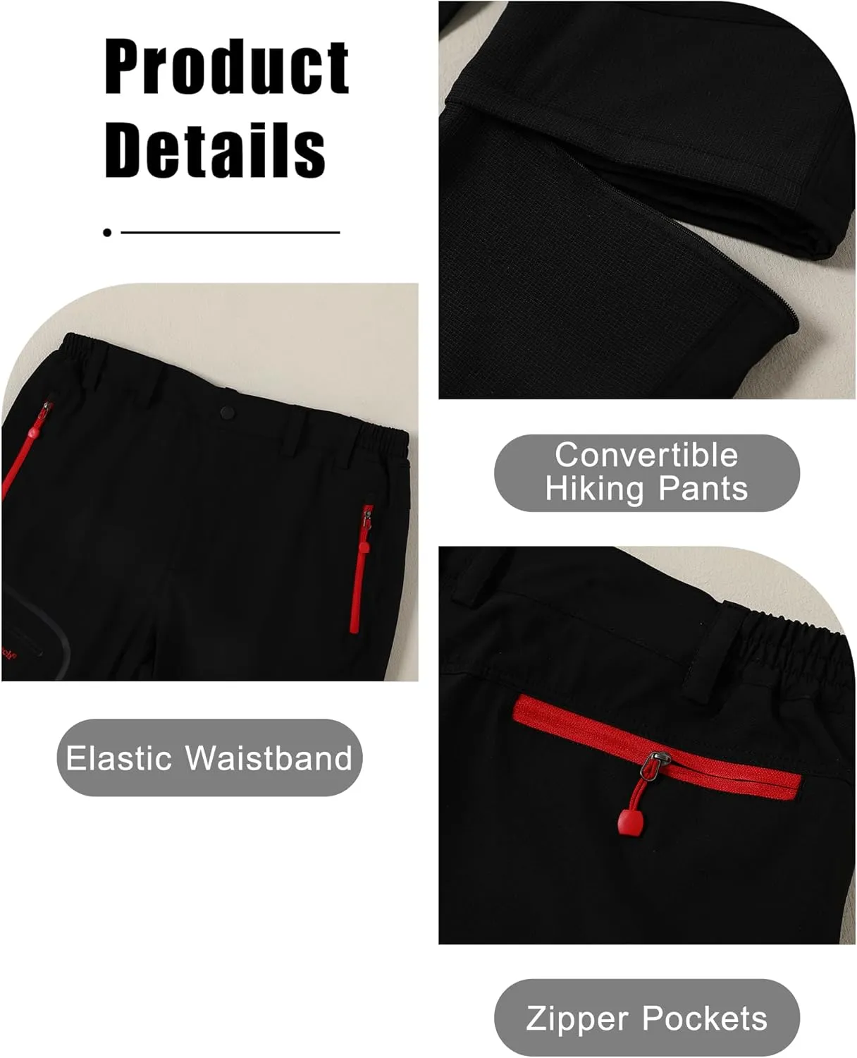 Men's Convertible Hiking Pants Zip Off Lightweight Quick Dry Outdoor Waterproof Tactical Cargo Work Pants Camping