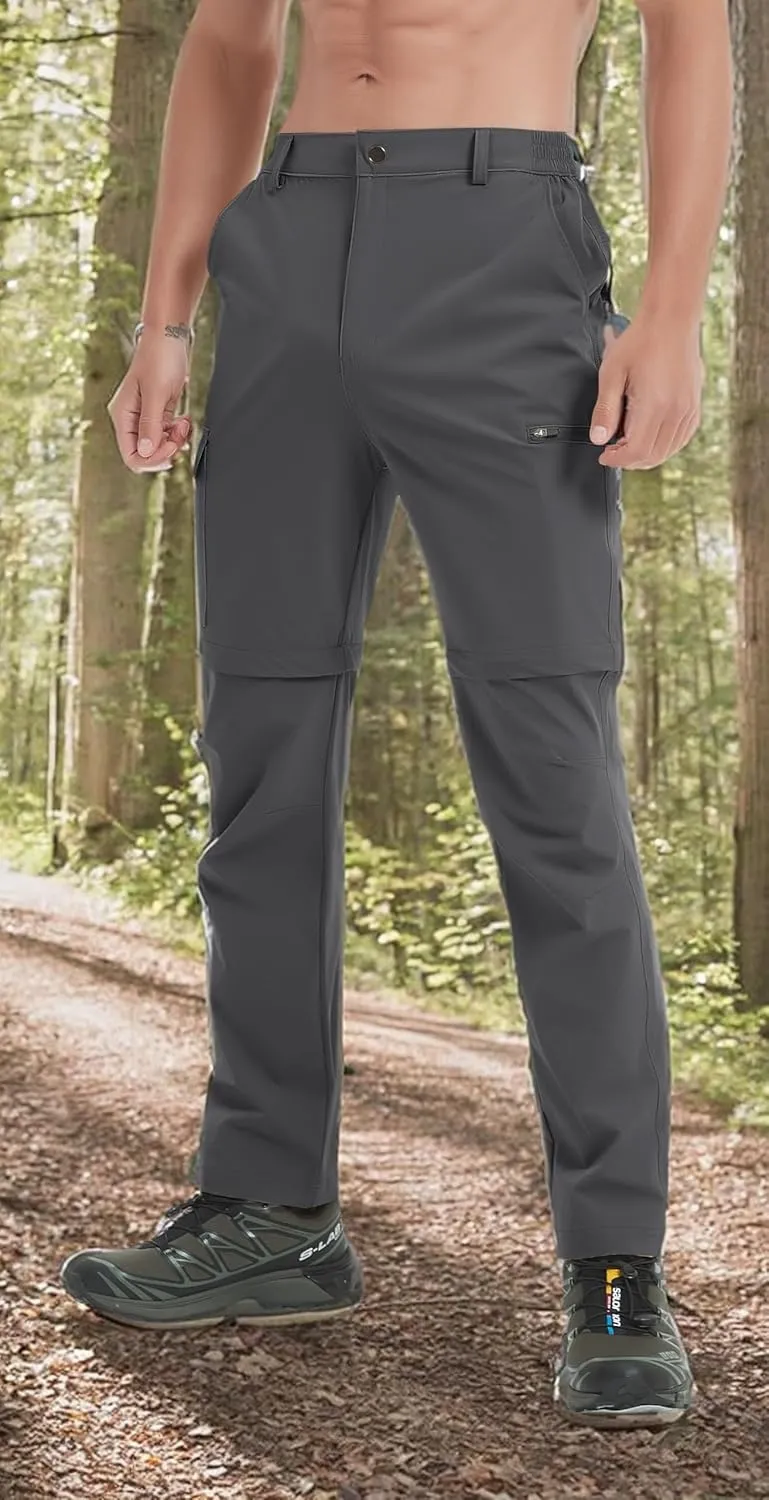 Men's Convertible Hiking Pants Zip Off Quick Dry Lightweight Safari Travel Camping Fishing Cargo Outdoor Pants