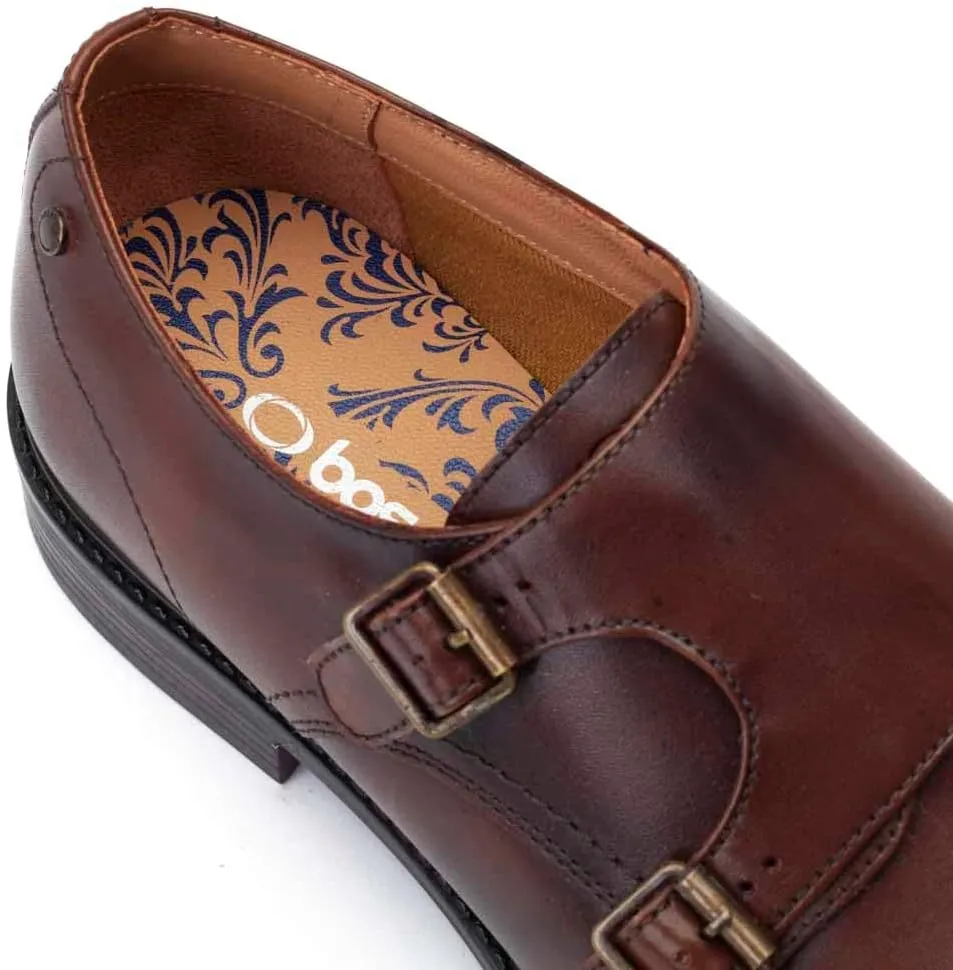 Mens Diablo Waxy Black Leather Double Monk Strap Shoes
