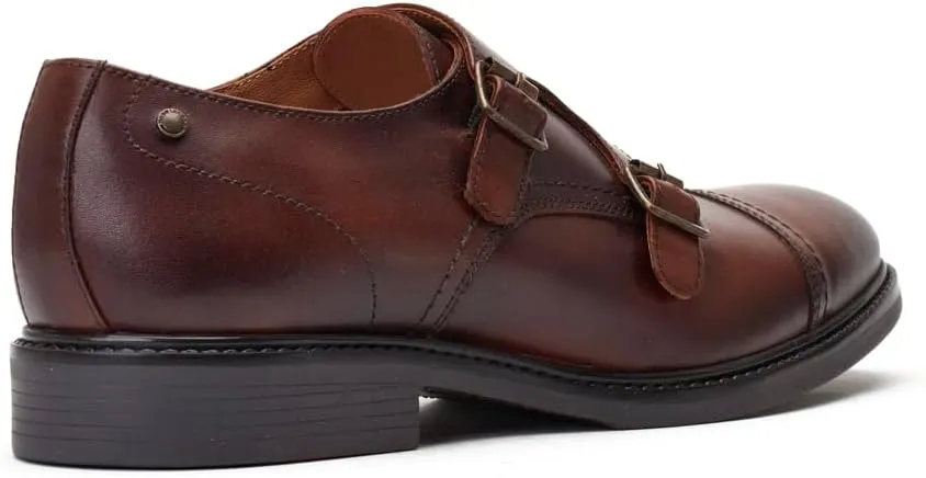 Mens Diablo Waxy Black Leather Double Monk Strap Shoes