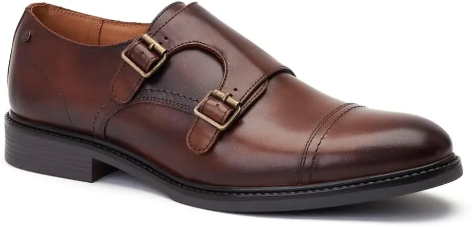 Mens Diablo Waxy Black Leather Double Monk Strap Shoes