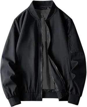 Men's Fashion Varsity Jacket Casual Men's Handsome Pilot Zip Fx Standing Jacket Causal Slim Fit Cotton Letterman