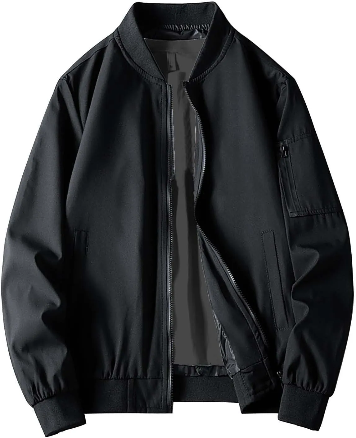 Men's Fashion Varsity Jacket Casual Men's Handsome Pilot Zip Fx Standing Jacket Causal Slim Fit Cotton Letterman