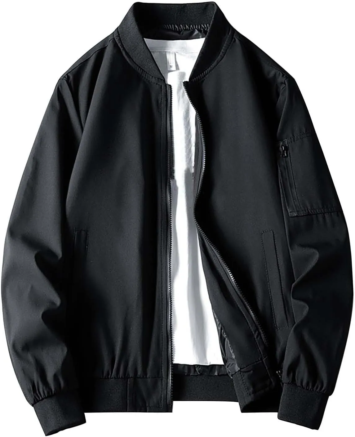 Men's Fashion Varsity Jacket Casual Men's Handsome Pilot Zip Fx Standing Jacket Causal Slim Fit Cotton Letterman