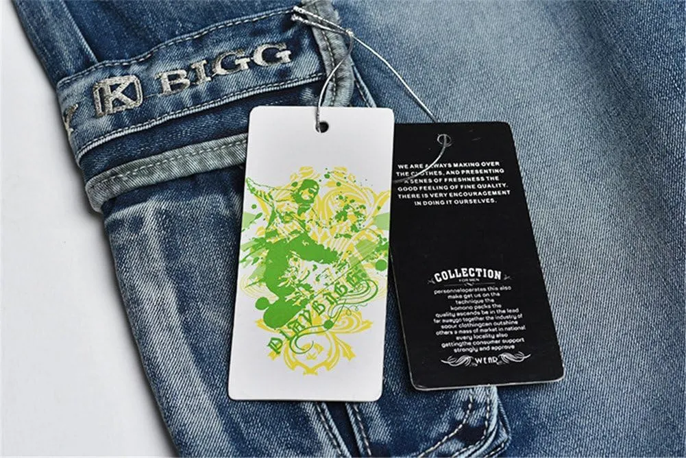 Men's Hip Hop Light Denim Cargo Long Vintage Jeans