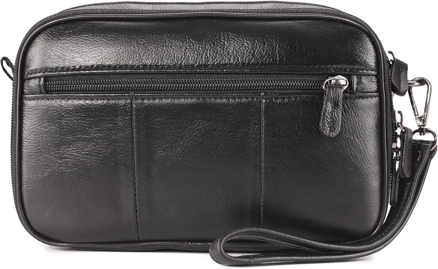 Mens Leather Clutch Organizer Wrist Bag Wallet with Credit Card Protector Slots
