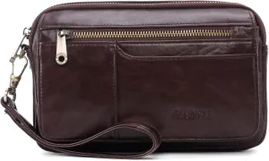 Mens Leather Clutch Organizer Wrist Bag Wallet with Credit Card Protector Slots
