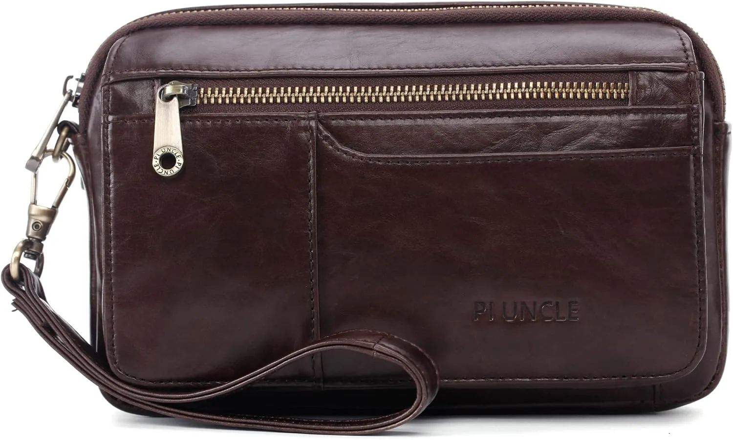 Mens Leather Clutch Organizer Wrist Bag Wallet with Credit Card Protector Slots