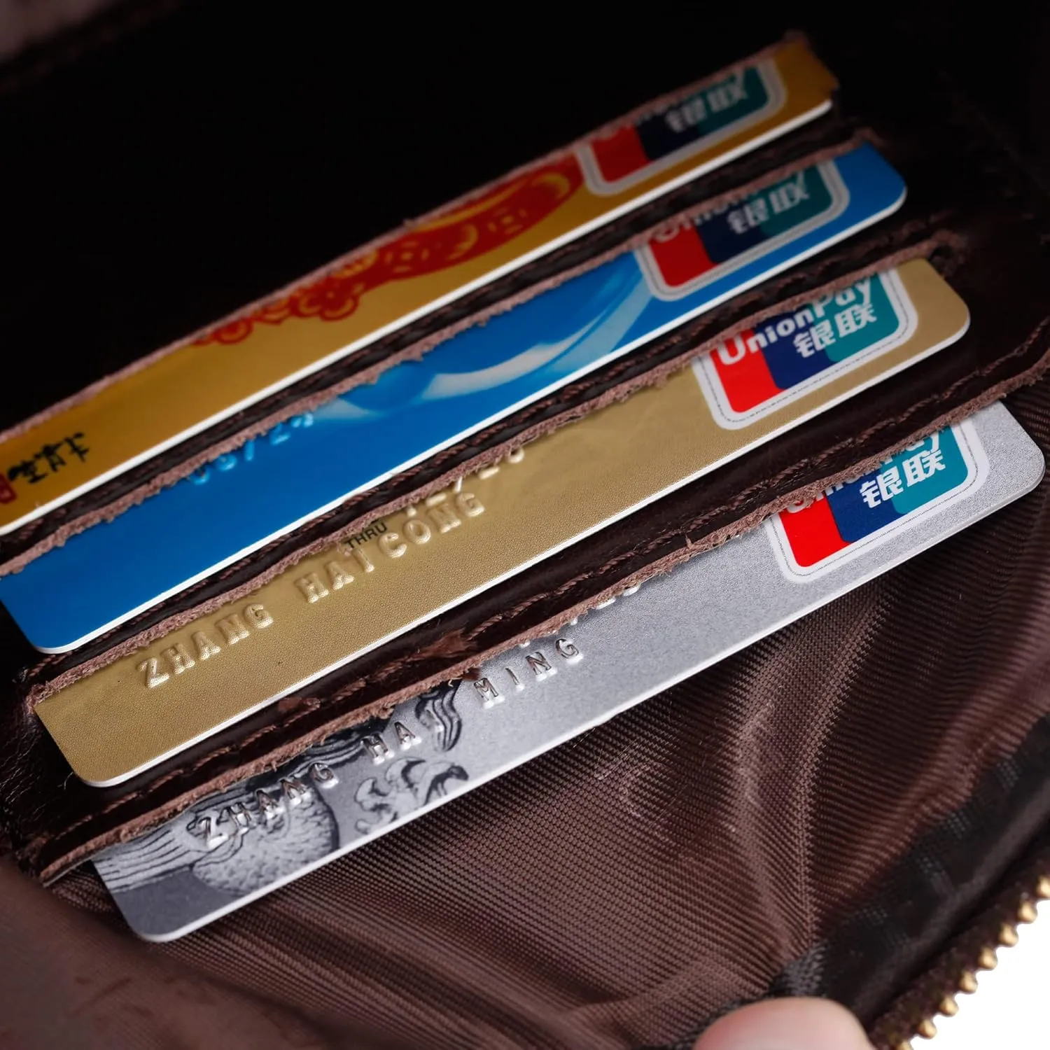 Mens Leather Clutch Organizer Wrist Bag Wallet with Credit Card Protector Slots