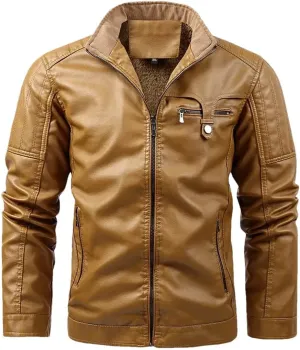 Men's PU Faux Classic Vintage Plus Thick Suede Coat Design For Style Winter Fleece Leather Jacket