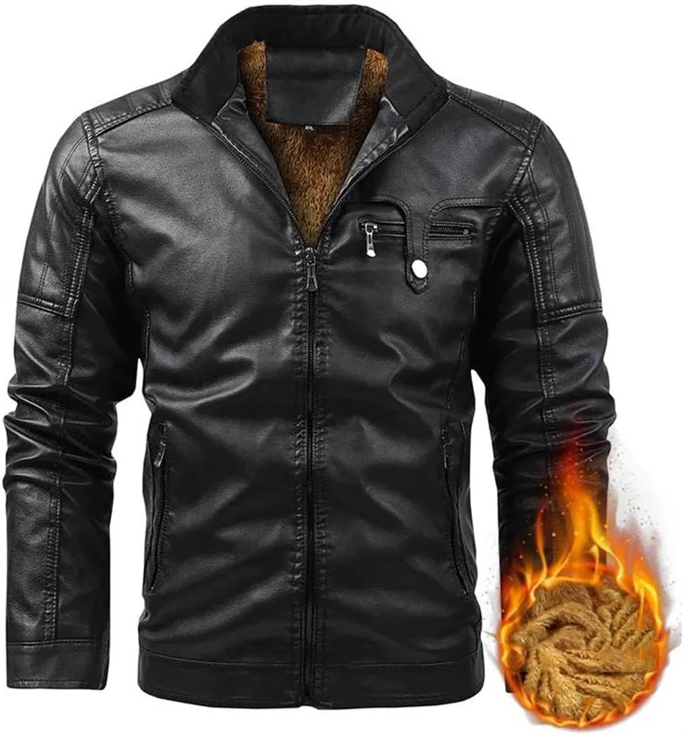 Men's PU Faux Classic Vintage Plus Thick Suede Coat Design For Style Winter Fleece Leather Jacket