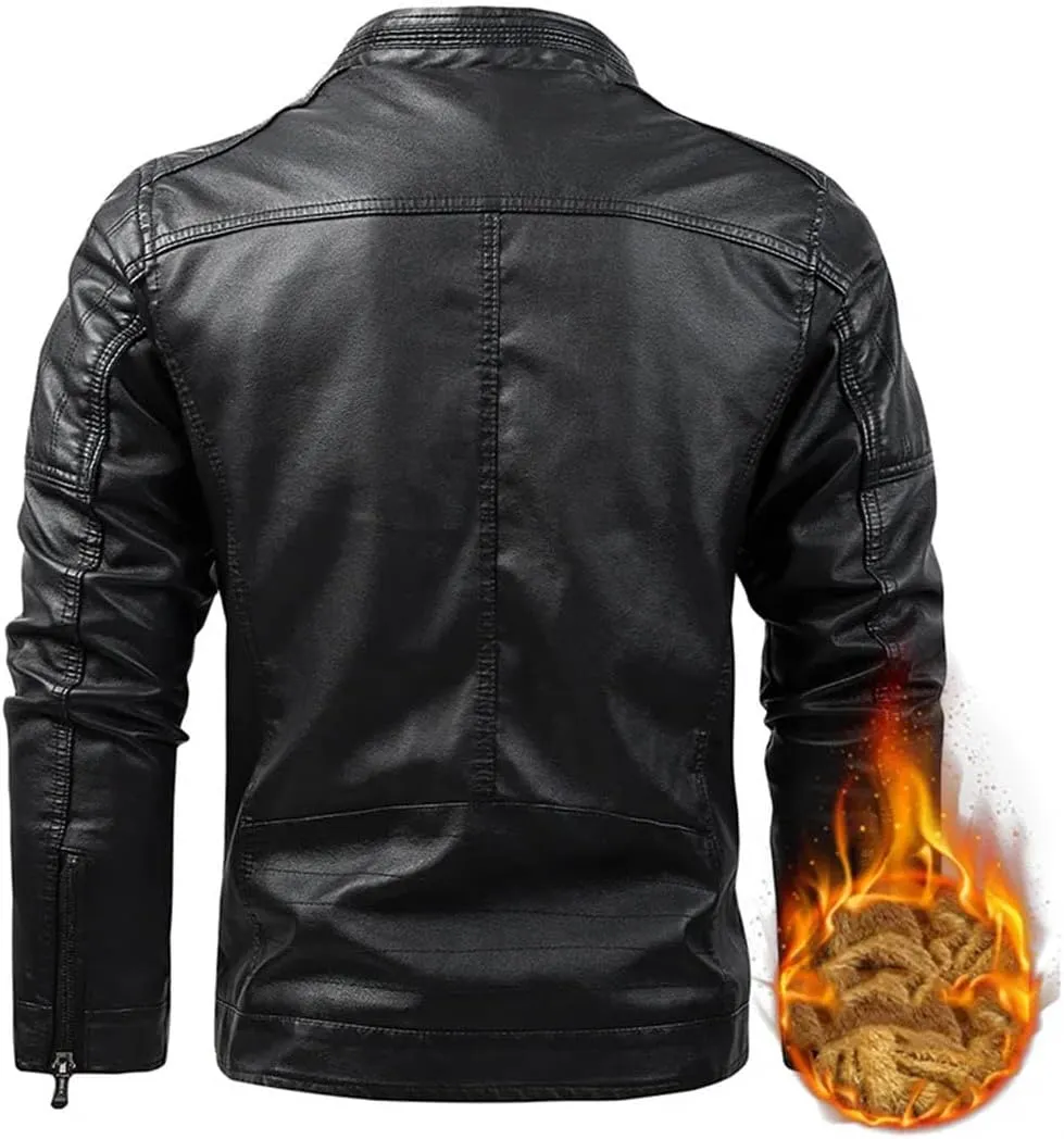 Men's PU Faux Classic Vintage Plus Thick Suede Coat Design For Style Winter Fleece Leather Jacket