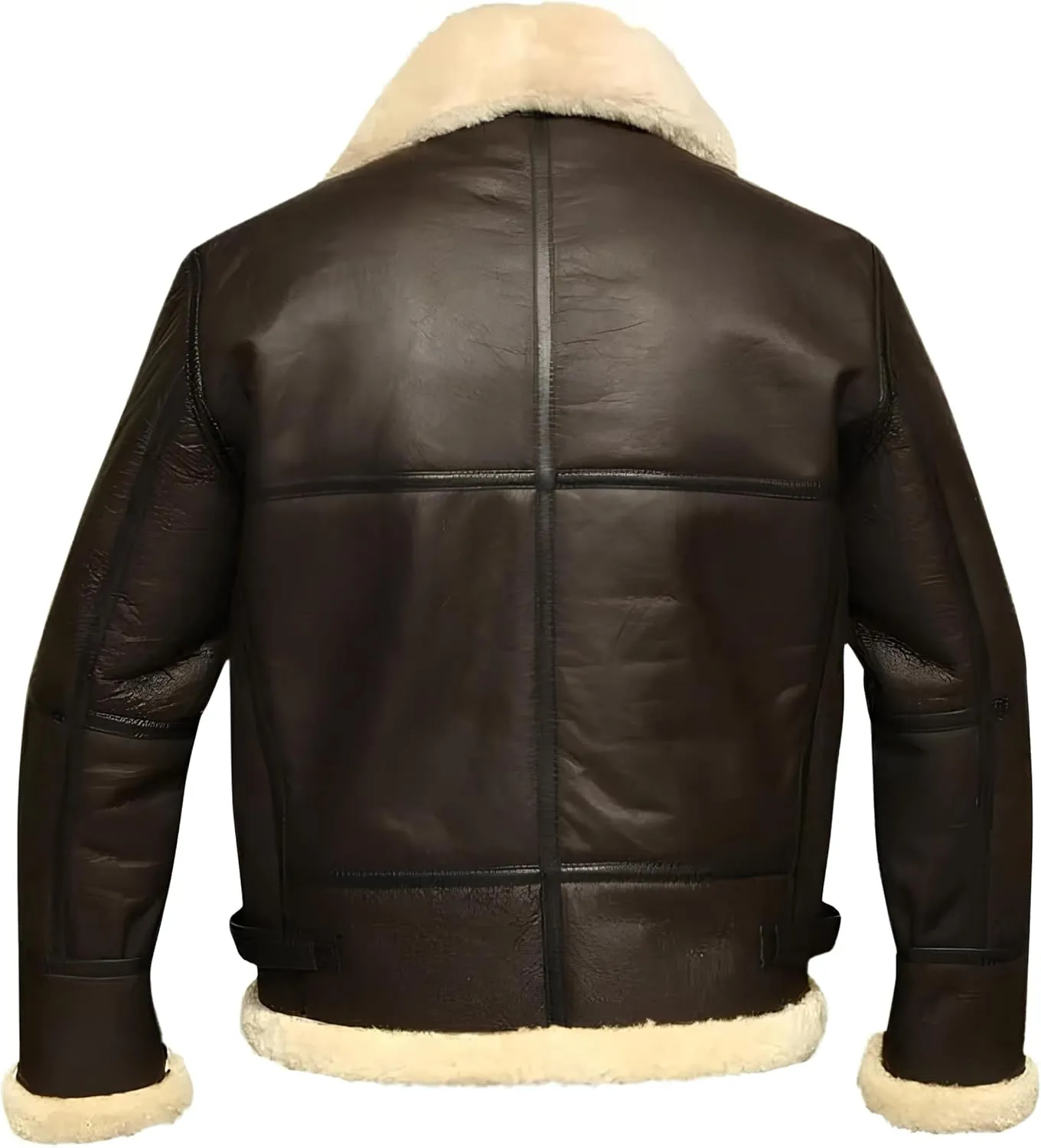 Mens RAF B3 Aviator Bomber Leather Jacket - WW2 Fur Shearling Sheepskin Jacket Men Black/Brown