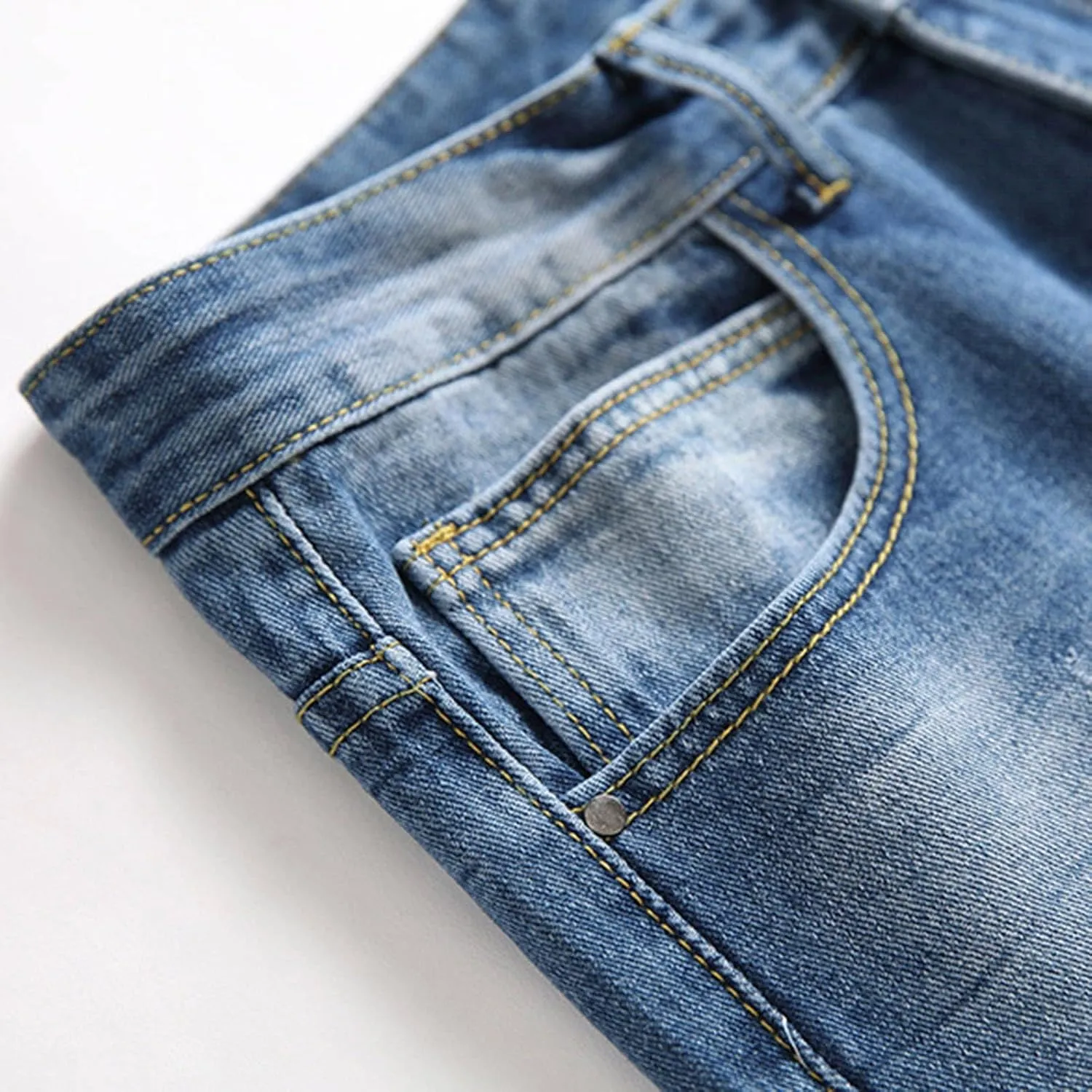 Men's Regular Fit Comfort Jean Frayed Pants Distressed Rip Trousers Straight Leg Jeans Men Mens Jeans Big and Tall