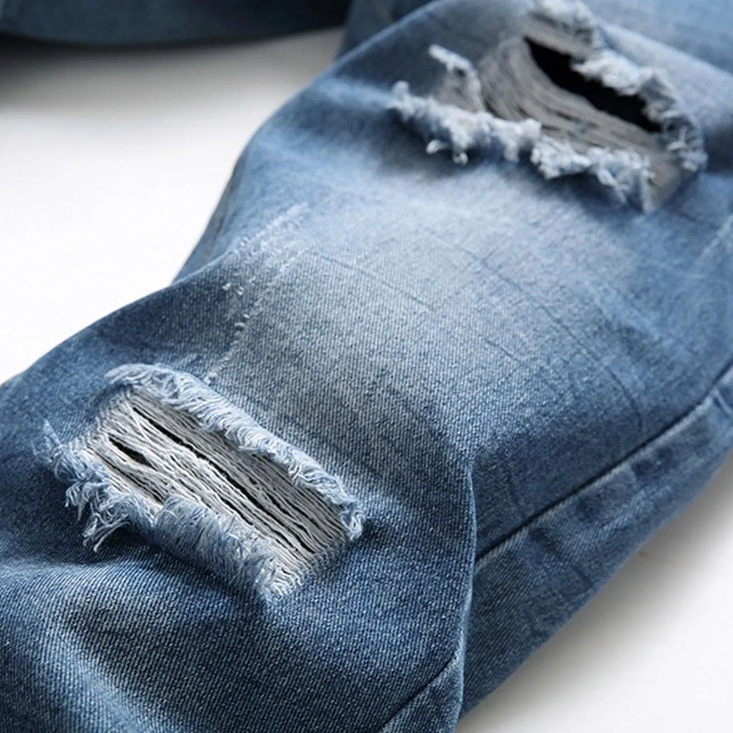 Men's Regular Fit Comfort Jean Frayed Pants Distressed Rip Trousers Straight Leg Jeans Men Mens Jeans Big and Tall