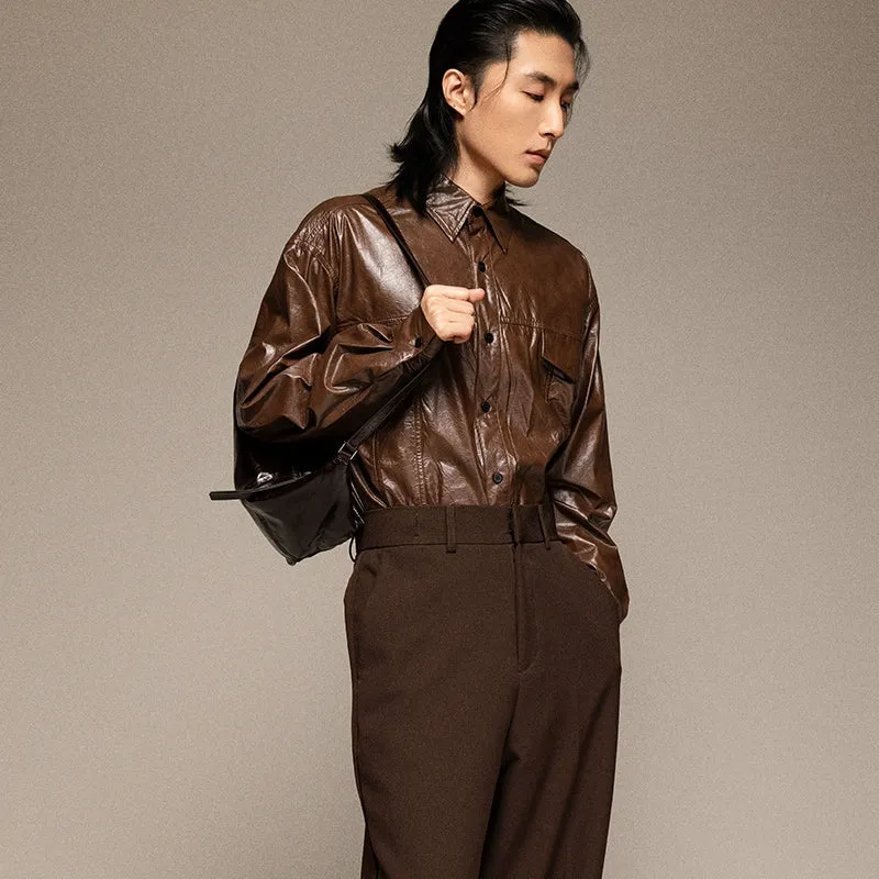 Men's Retro Faux Leather Shirt
