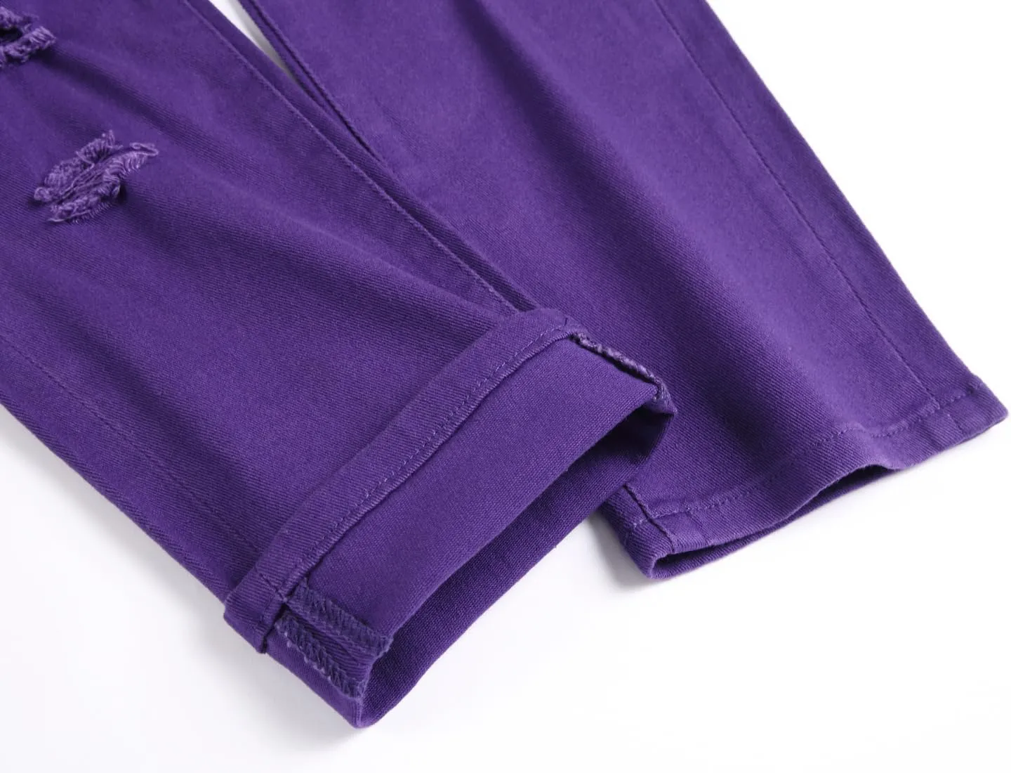 Men's Ripped Patch Elastic Jeans Fashion Slim Fit Regular Denim Pants