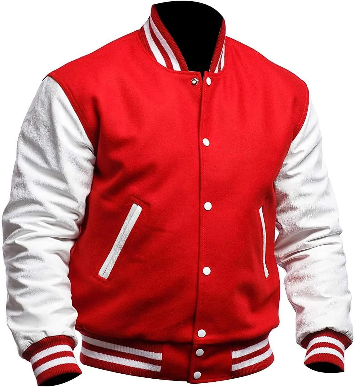 Mens Varsity Letterman Baseball Bomber Jacket | Casual Fashion Wool & Faux Leather College/High School Jackets