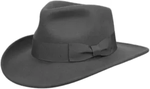 Men's Wool Felt Outback Fedora with Grosgrain or Faux Leather Band