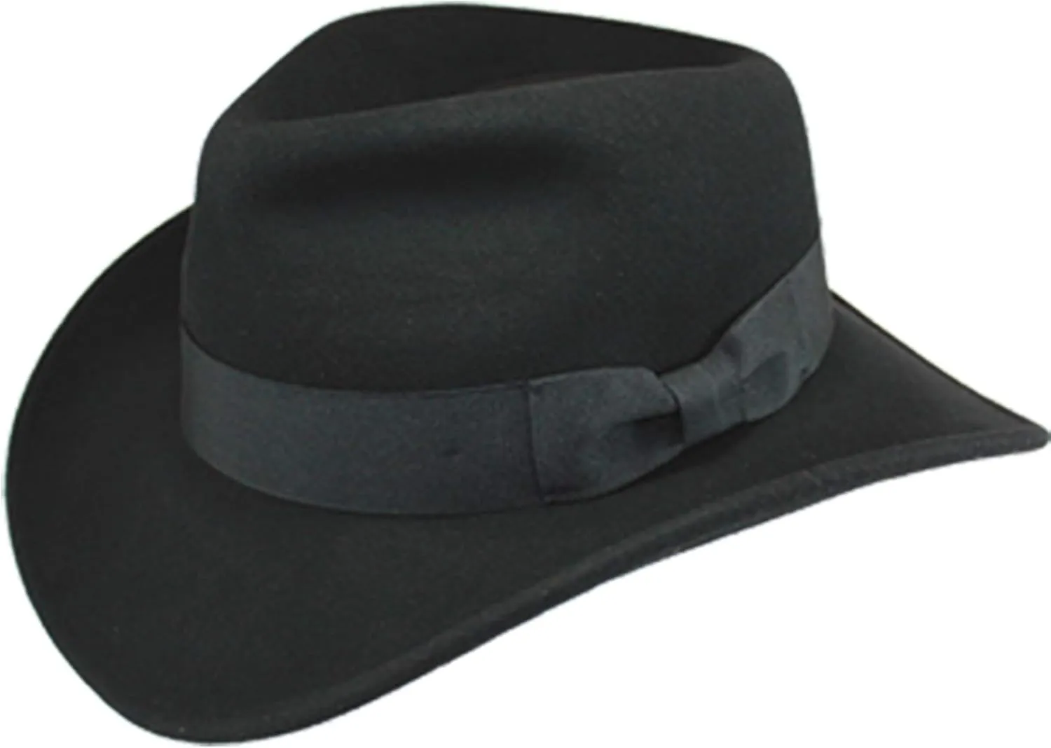 Men's Wool Felt Outback Fedora with Grosgrain or Faux Leather Band