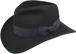 Men's Wool Felt Outback Fedora with Grosgrain or Faux Leather Band