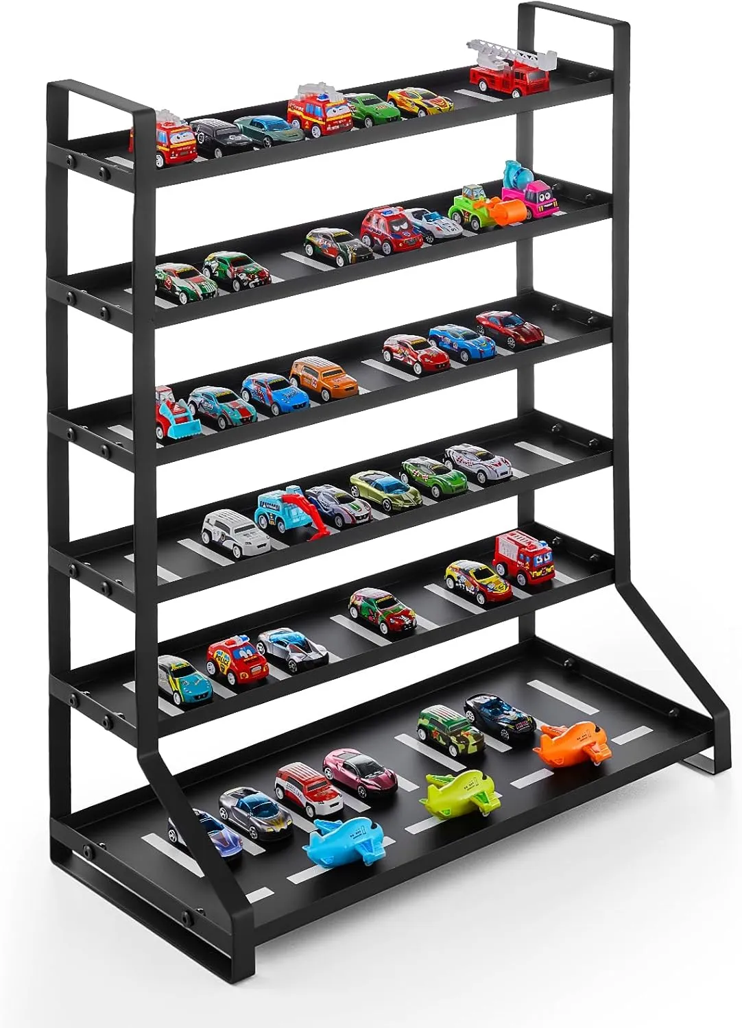 Metal Toy Car Parking Garage 1/64 Scale Toy Car Storage Black Model Car Display Shelf Model Cars Storage Cabinet Rack for Mini Toys and Small Wheels