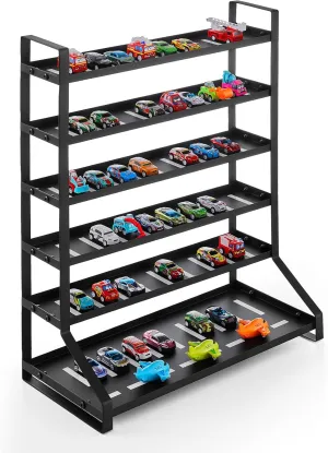 Metal Toy Car Parking Garage 1/64 Scale Toy Car Storage Black Model Car Display Shelf Model Cars Storage Cabinet Rack for Mini Toys and Small Wheels