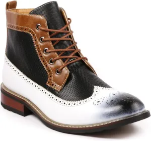 Metrocharm MET525-4 Men's Lace Up Perforated Wing Tip Formal Dress Casual Fashion Ankle Boots RUN BIG