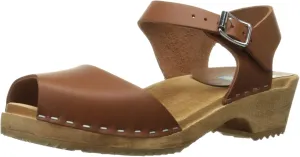 MIA Shoes Anja Womens Leather Clogs with Wooden Heels