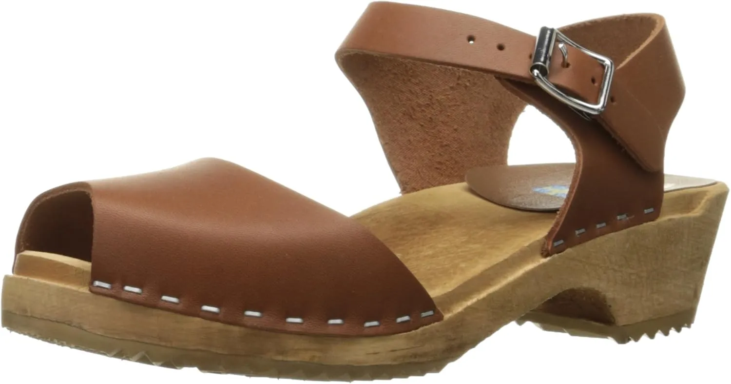 MIA Shoes Anja Womens Leather Clogs with Wooden Heels