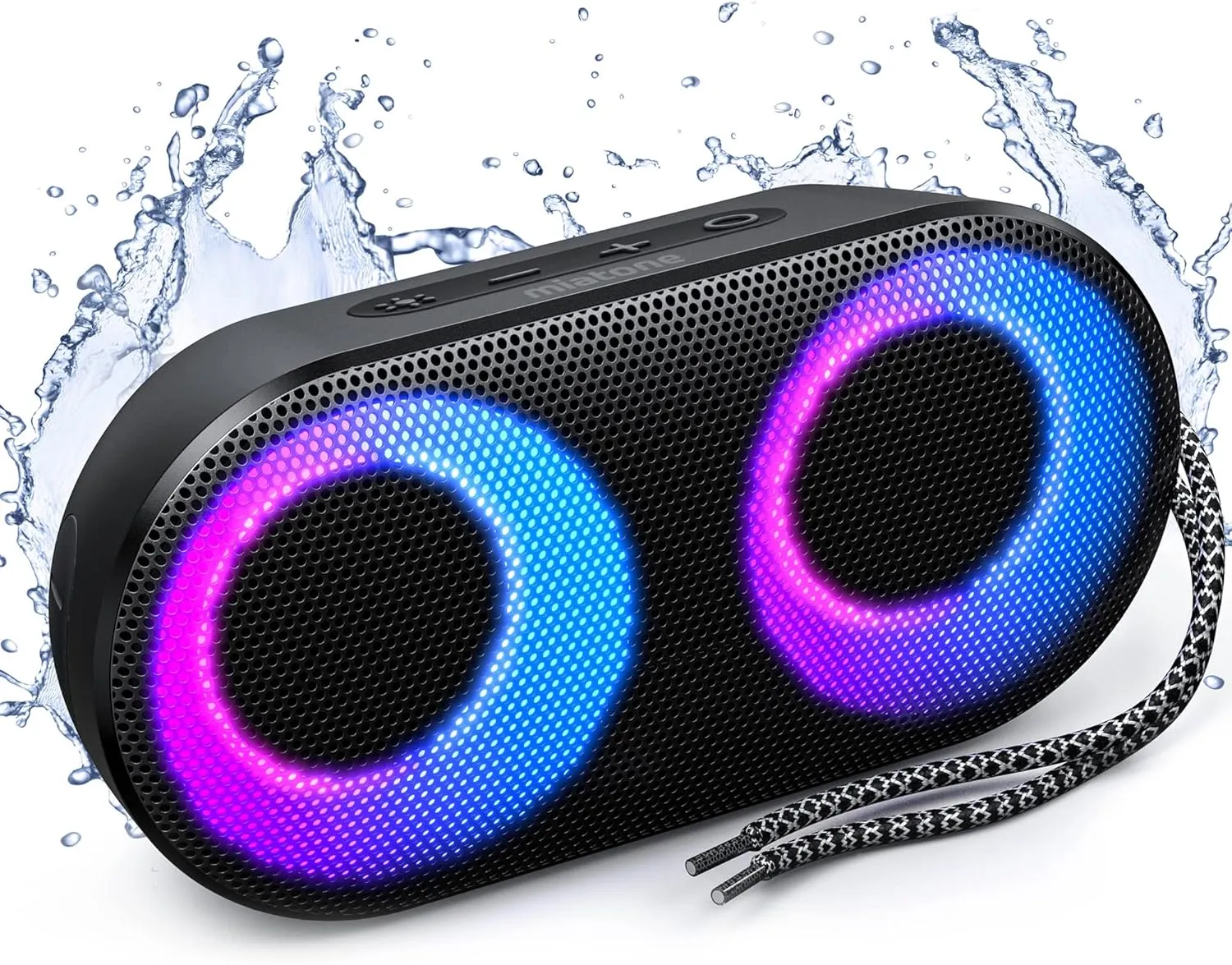 MIATONE Drum Portable Bluetooth Speaker with Lights, 15W Sound, IPX7 Waterproof, Bluetooth 5.3, 24H Playtime, Built-in MIC, TWS Wireless Speakers for Men Women Teen Boys Girls Gifts