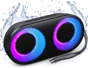 MIATONE Drum Portable Bluetooth Speaker with Lights, 15W Sound, IPX7 Waterproof, Bluetooth 5.3, 24H Playtime, Built-in MIC, TWS Wireless Speakers for Men Women Teen Boys Girls Gifts