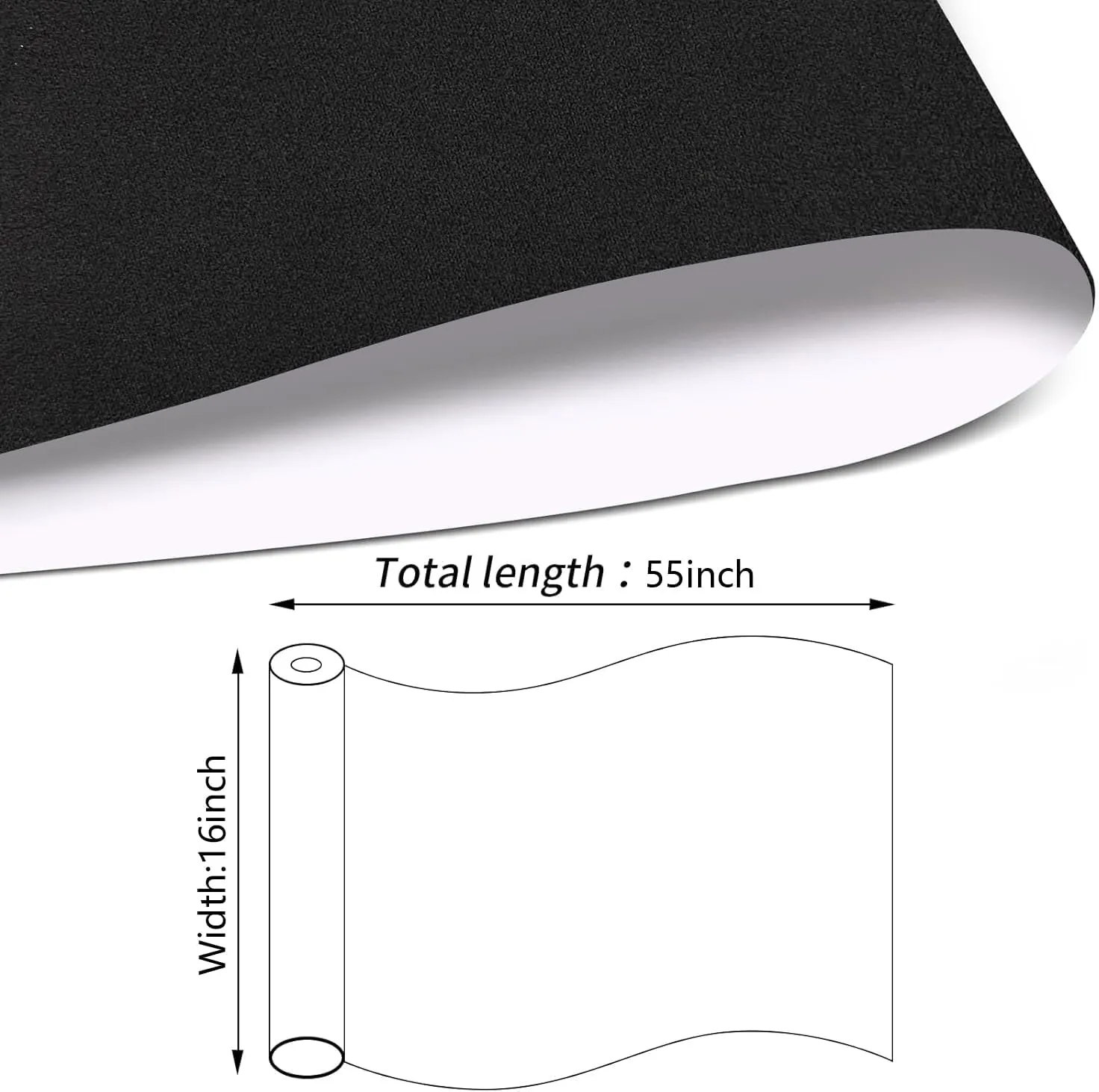 Microfiber Fabric Self-Adhesive Suede Look, Stretch Film Fabric for car Interior Decorate - 16in x 55in, Black