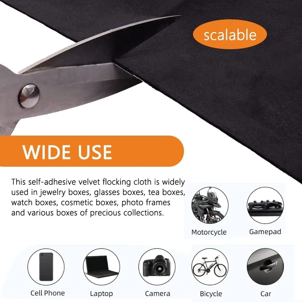 Microfiber Fabric Self-Adhesive Suede Look, Stretch Film Fabric for car Interior Decorate - 16in x 55in, Black