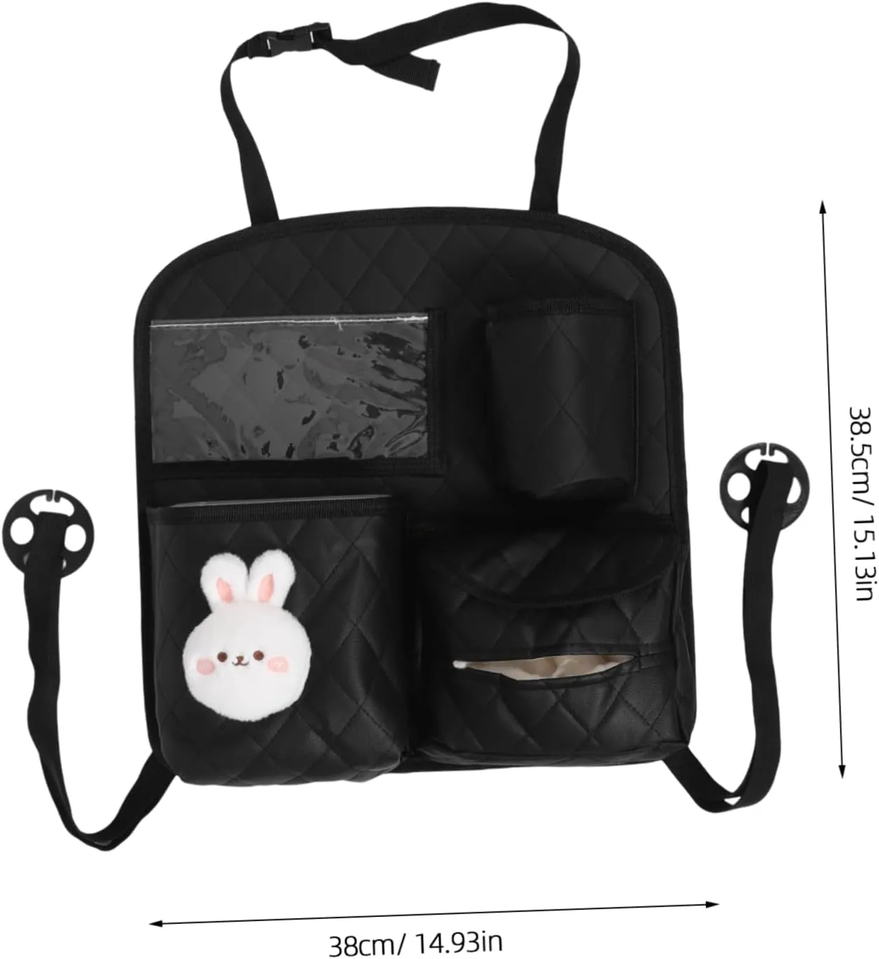 Mikinona Organizer Car Rear Storage Bag Pockets Faux Leather Car Toy Organizer for Easy Install