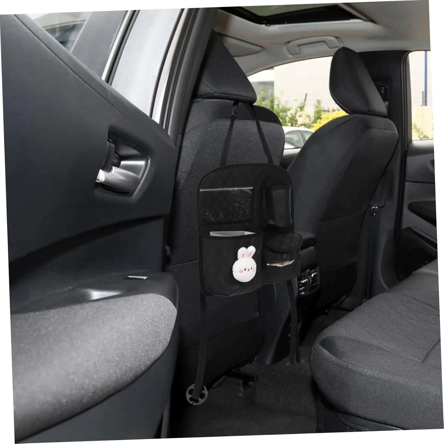 Mikinona Organizer Car Rear Storage Bag Pockets Faux Leather Car Toy Organizer for Easy Install