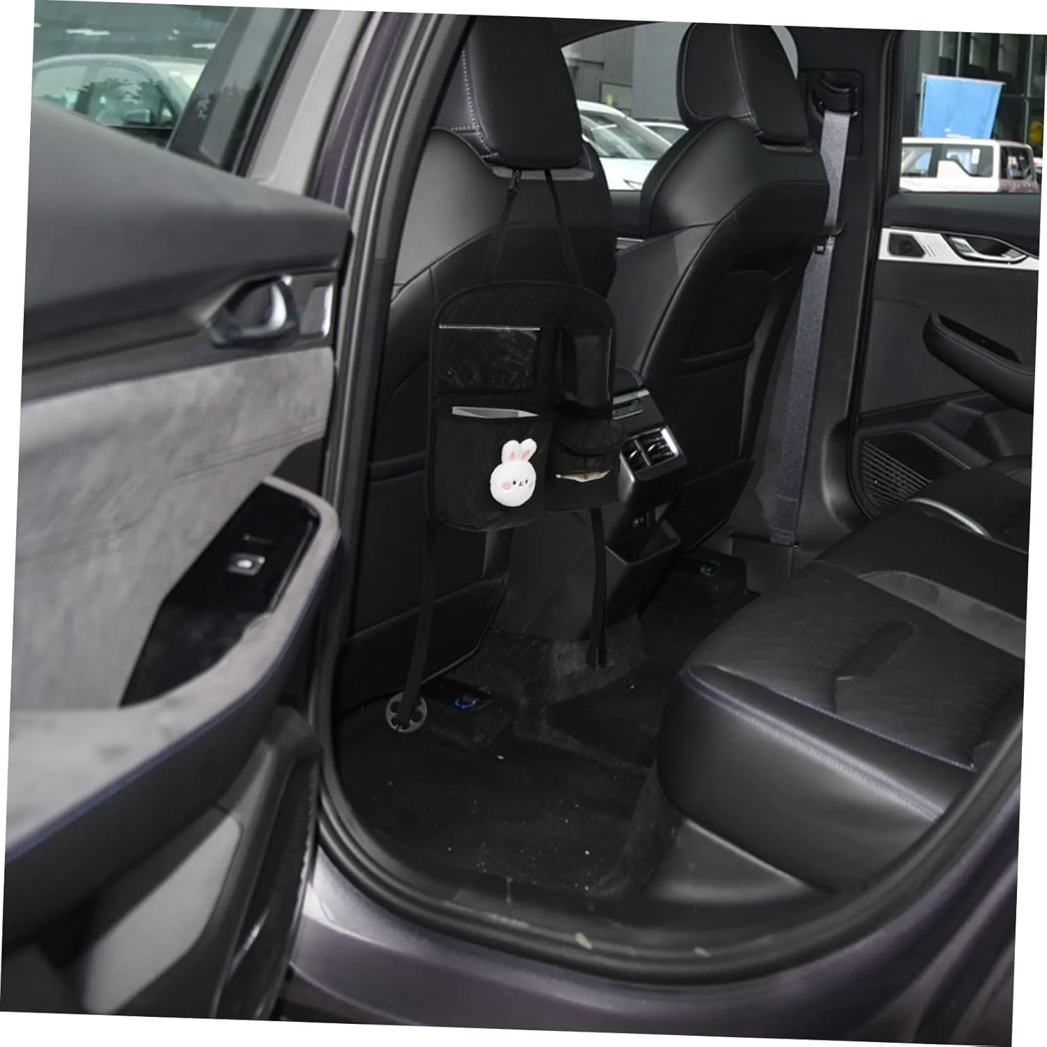 Mikinona Organizer Car Rear Storage Bag Pockets Faux Leather Car Toy Organizer for Easy Install