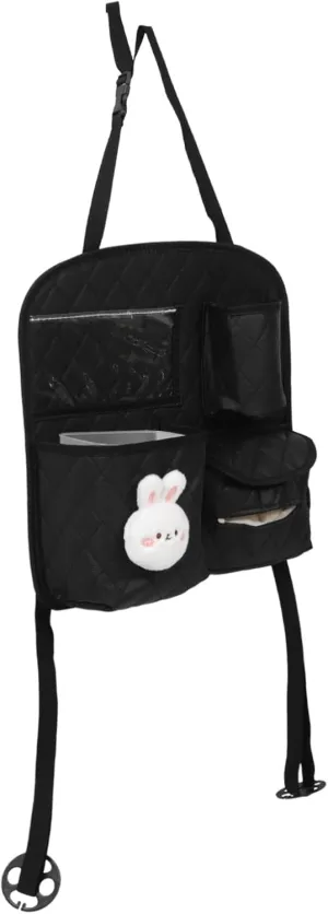 Mikinona Organizer Car Rear Storage Bag Pockets Faux Leather Car Toy Organizer for Easy Install