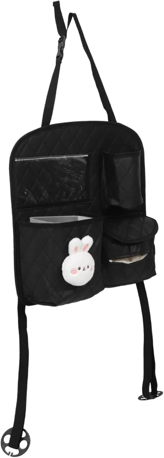 Mikinona Organizer Car Rear Storage Bag Pockets Faux Leather Car Toy Organizer for Easy Install
