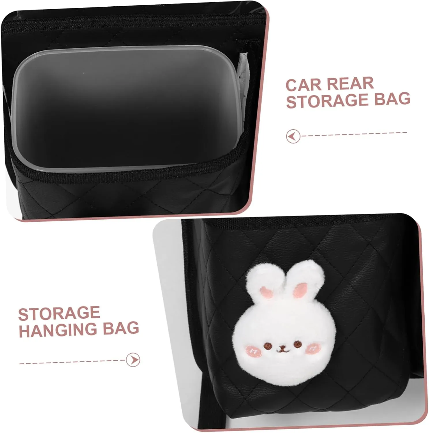 Mikinona Organizer Car Rear Storage Bag Pockets Faux Leather Car Toy Organizer for Easy Install